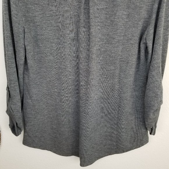 New Directions Button Down 2-Pocket Blouse w/ Yoke - Picture 6 of 13